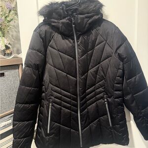ZeroXposur Black Puffer Jacket with Faux Fur Hood